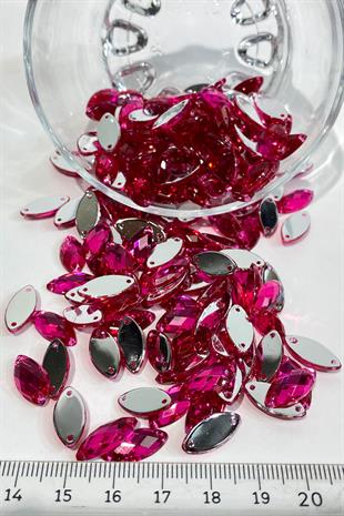 Fuchsia Shuttle Sew Plastic Stone Beads 10 Gr