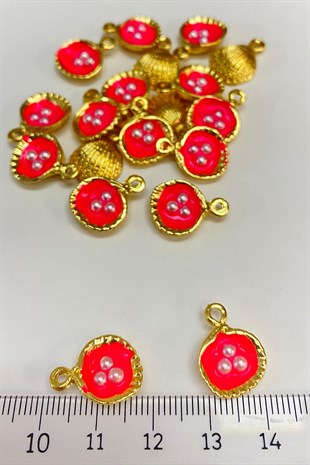 Fuchsia Enamel Clam Shell Pendant 1 Pcs