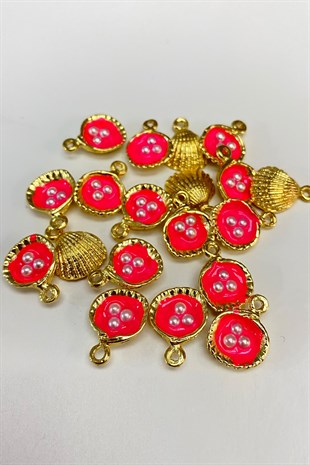 Fuchsia Enamel Clam Shell Pendant 1 Pcs