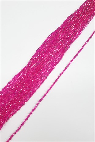 Fuşya Şeffaf  Kristal Boncuk 4 Mm