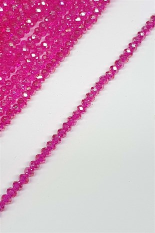 Fuşya Şeffaf  Kristal Boncuk 4 Mm