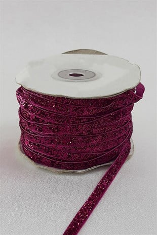 Fuchsia Glittery Velvet Ribbon 6 mm