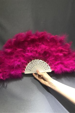 Fuchsia Feathered White Bridal Fan