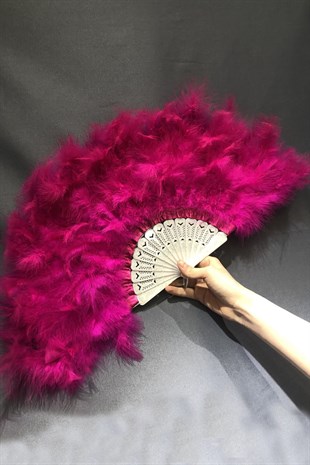 Fuchsia Feathered White Bridal Fan