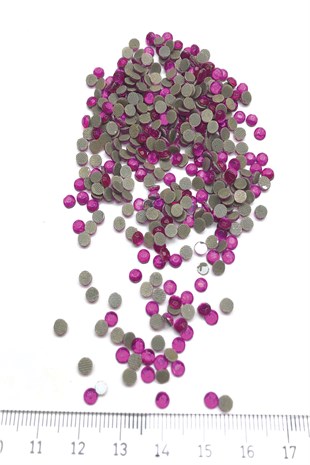 Fuchsia Iron-on Glass Stone Beads 25 gr
