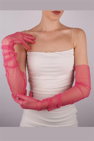 الجملة الفوشيه قفازات الزفاف الطويلة الأنيقة تول قفازات الزفاف / الزفاف / الطرف / قفازات زي