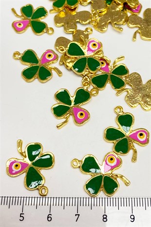 Fuchsia Clover Patterned Pendant 1 Piece