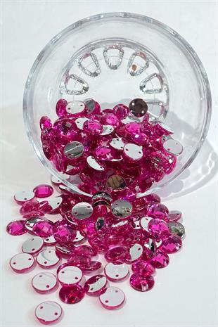 Fuşya Yuvarlak Dikme Plastik Taş Boncuk 10 Gr