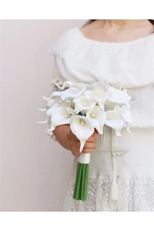 Gala Gelin El Buketi Ve Damat Yaka Çiçeği Şoklanmış Gala Çiçeği Şifon Kurdele