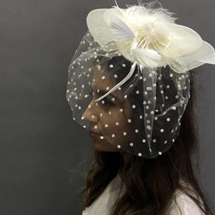 الجملة اكسسوارات الزفاف الأبيض رقصة البولكا نقطة قبعة الزفاف Voilet