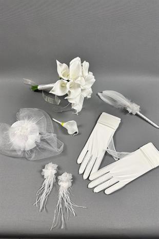 Gelin Buket Çiçeği Ve Nikah Aksesuarı Seti