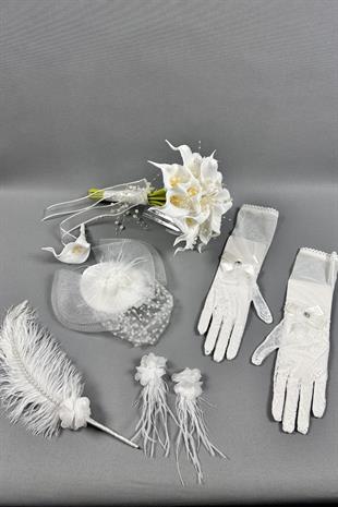 Gelin Buket Çiçeği Ve Nikah Aksesuarı Seti