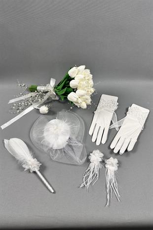 Gelin Buket Çiçeği Ve Nikah Aksesuarı Seti