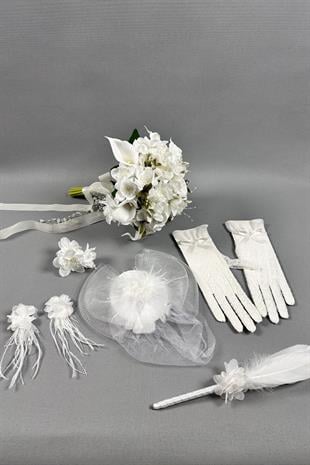 Gelin Buketi Çiçeği Ve Nikah Aksesuarı Seti