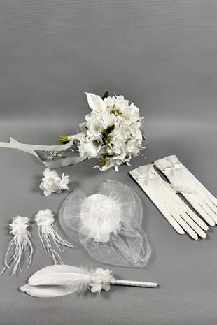 Gelin Buketi Çiçeği Ve Nikah Aksesuarı Seti