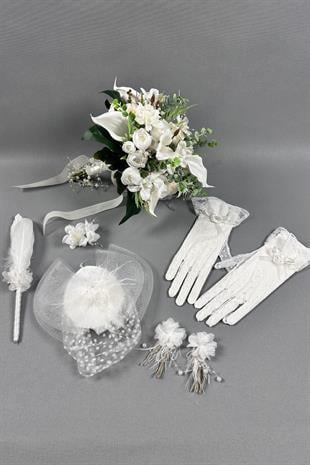 Gelin Çiçeği,Nikah Şapkası,Tüylü Nikah Kalemi,