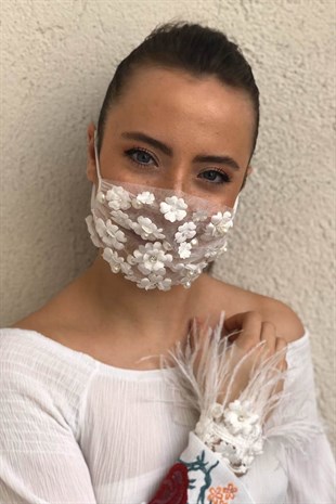 Bridal Mask and Feathered Bracelet