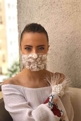 Bridal Mask and Feathered Bracelet