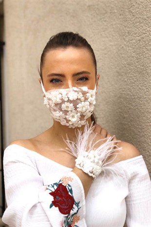 Bridal Mask and Feathered Bracelet