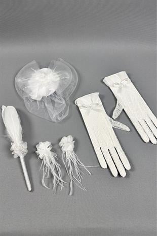 Gelin Nikah Şapkası Ve Gelin Aksesuar Seti