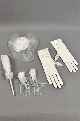 Gelin Nikah Şapkası Ve Gelin Aksesuar Seti