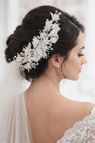 Bridal Hair Accessory: Crystal Beaded Flower Bridal Tiara, Engagement and Wedding Hair Accessory.