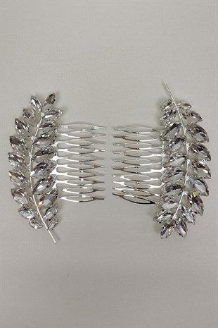 Gelin Saç Tokası Kristal Taşlı Taraklı 1 Adet