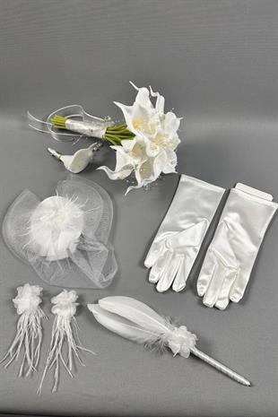 Gelin Şapkası Ve Gelin Nikah Aksesuar Seti