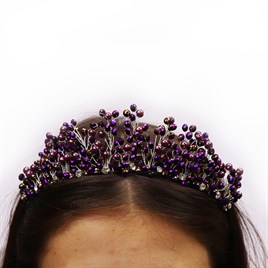 Mürdüm-Ebruli İncili Saç Aksesuarı