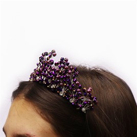 Mürdüm-Ebruli İncili Saç Aksesuarı