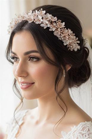 Bridal Tiara, Pearl Flower Bridal Hair Accessory, Engagement Henna Tiara