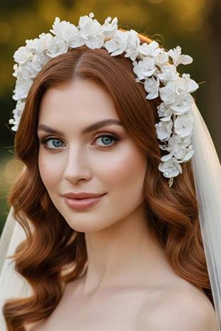 Bridal Tiara, Pearl Flower Bridal Hair Accessory, Engagement Henna Tiara