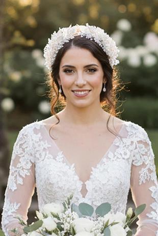 Bridal Tiara with Pearl and Crystal Beads, Handmade Leaf Detail, Wedding Hair Accessory, Engagement Tiara