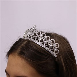 Gümüş Yuvarlak Desenli Taşlı Gelin Tacı