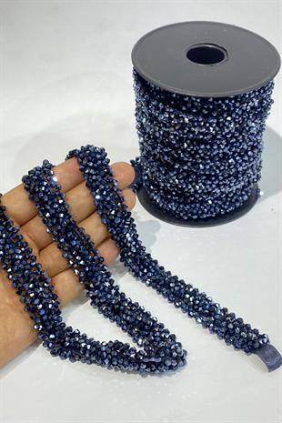 Geniş Kristal Boncuk İşlemeli Şerit