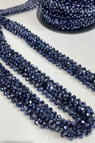 Geniş Kristal Boncuk İşlemeli Şerit