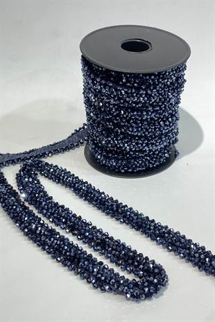 Geniş Kristal Boncuk İşlemeli Şerit