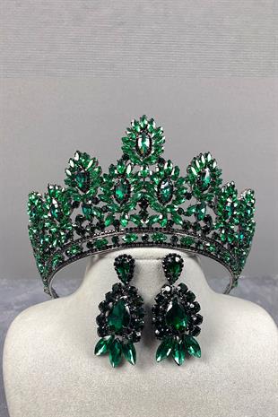 Godiva High Bridal Henna Crown And Stud Earrings