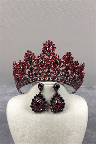 Godiva High Bridal Henna Crown And Stud Earrings