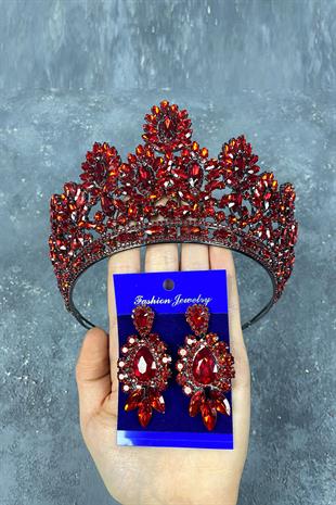 Godiva High Bridal Henna Crown And Stud Earrings