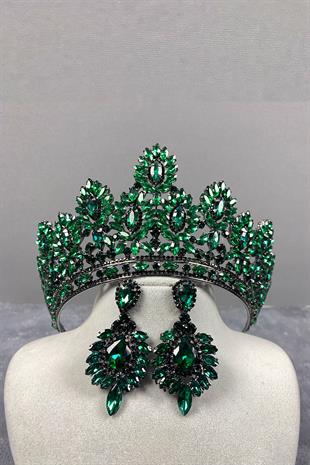 Godiva High Bridal Henna Crown And Stud Earrings