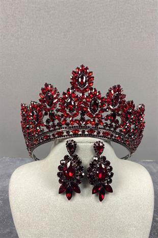 Godiva High Bridal Henna Crown And Stud Earrings
