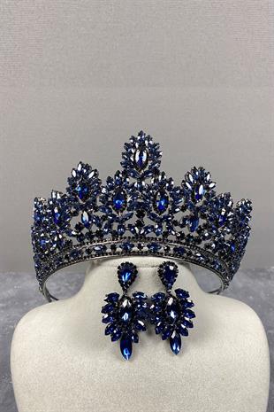 Godiva High Bridal Henna Crown And Stud Earrings