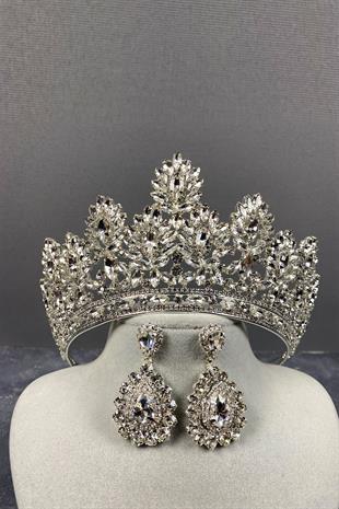 Godiva High Bridal Crown And Stud Earrings
