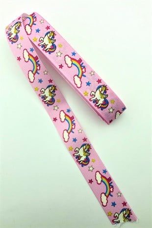 Gök Guşağı Unicorn Baskılı Grogren Kurdele