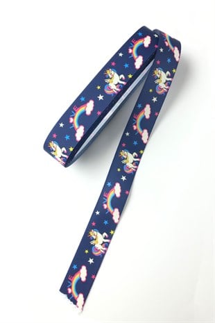 Gök Guşağı Unicorn Baskılı Grogren Kurdele