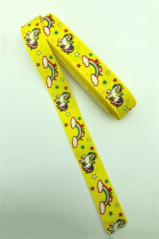 Gök Guşağı Unicorn Baskılı Grogren Kurdele