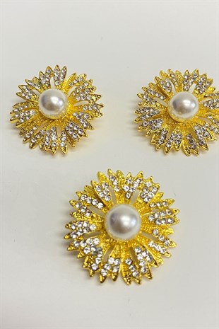 زهرة الذهب عزر الحجر زر وبروش 1 قطعة