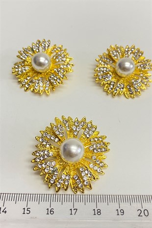 زهرة الذهب عزر الحجر زر وبروش 1 قطعة