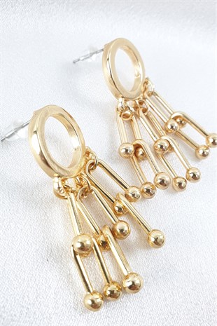 Gold Çoklu Funny Küpe